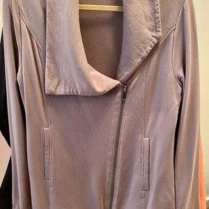 HELMUT LANG Asymmetric Moto Knit Jacket Size L, Gray Putty